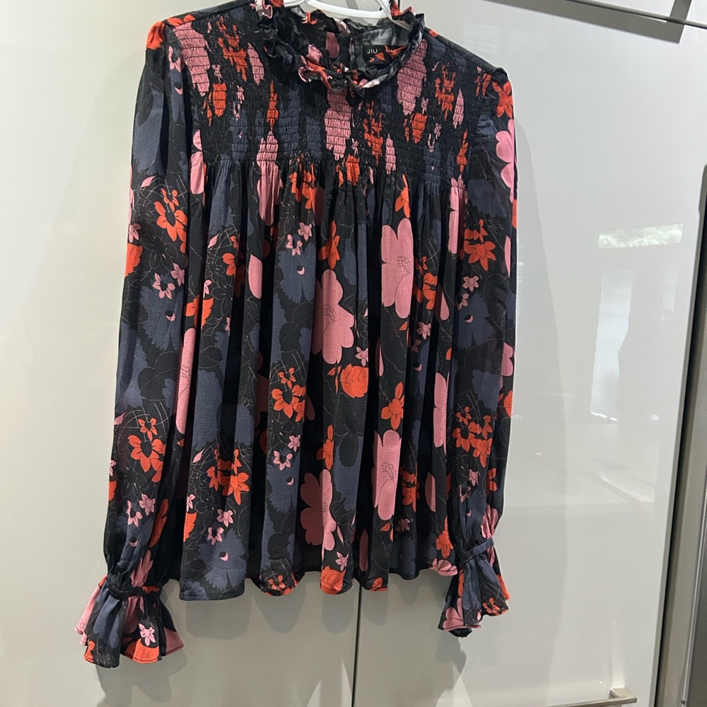 Jill Stuart Black and Pink Floral Blouse